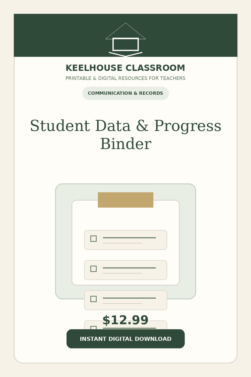 Student Data & Progress Binder product cover from Keelhouse Classroom