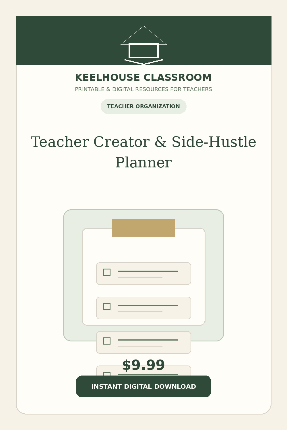 Teacher Creator & Side-Hustle Planner product cover from Keelhouse Classroom